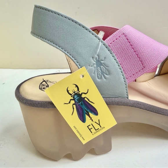 NWT Fly London Taji Sky Blue/Baby Pink Platform Sandals Size EU 40 US 9-9.5 - Picture 11 of 16